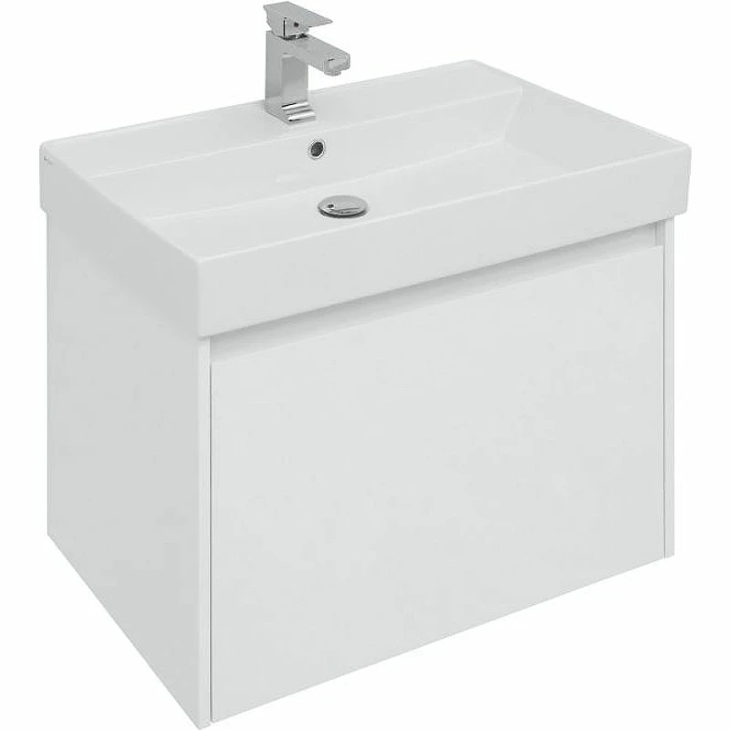 Тумба с раковиной Aquanet Nova Lite 75 245243 подвесная Белая глянцевая МДФ / ЛДСП