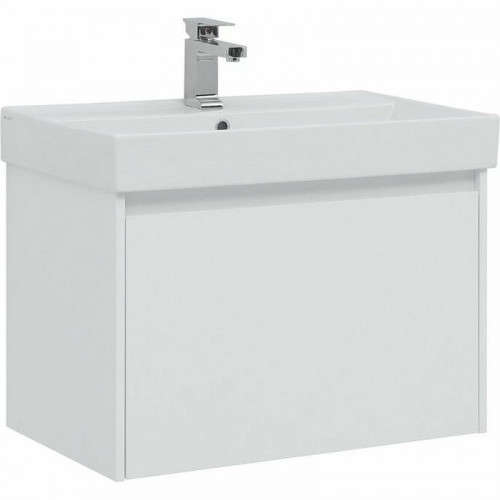 Тумба с раковиной Aquanet Nova Lite 75 245243 подвесная Белая глянцевая МДФ / ЛДСП
