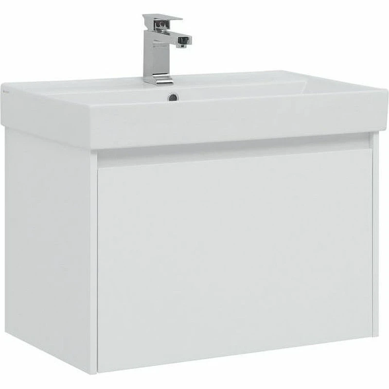 Тумба с раковиной Aquanet Nova Lite 75 245243 подвесная Белая глянцевая МДФ / ЛДСП