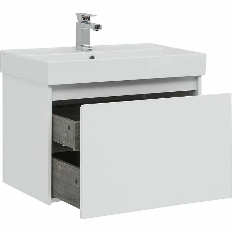 Тумба с раковиной Aquanet Nova Lite 75 245243 подвесная Белая глянцевая МДФ / ЛДСП