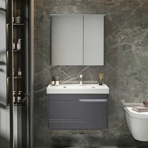 Комплект мебели для ванной Ceruttispa Oglio 70 10029 подвесной Темно-серый МДФ / ЛДСП