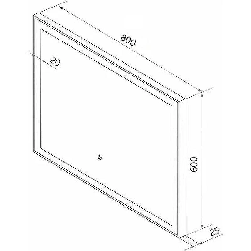 Зеркало Континент Frame 800x600 ЗЛП183 с подсветкой с сенсорным выключателем