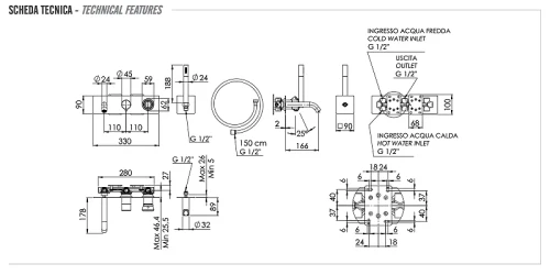 Смеситель для ванны Remer Element ET53D2BO цвет Белый матовый