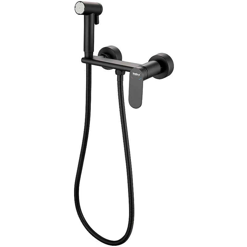Гигиенический душ со смесителем Haiba HB5516-7 Черный матовый латунь на стену