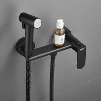 Гигиенический душ со смесителем Haiba HB5516-7 Черный матовый латунь на стену
