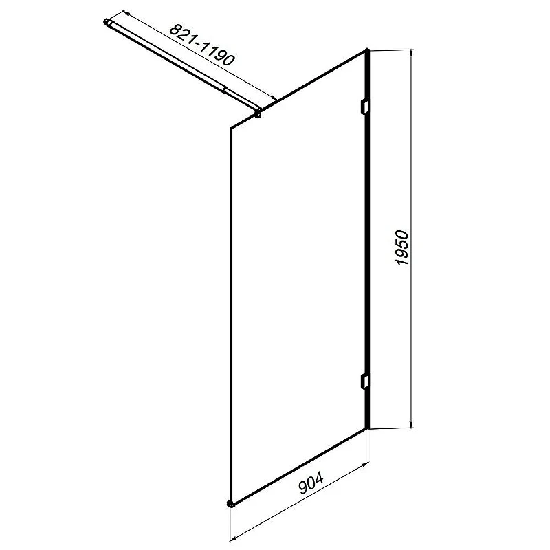 Душевая перегородка AM.PM X-Joy 90 W94UWI-90-F1-BTE профиль Черный матовый стекло прозрачное