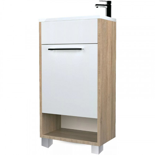 Тумба с раковиной 1MarKa Lira 40Н R У85923 Дуб сонома Белый глянец МДФ / ЛДСП