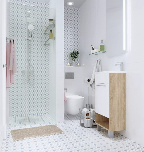 Тумба с раковиной 1MarKa Lira 40Н R У85923 Дуб сонома Белый глянец МДФ / ЛДСП