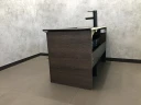 Тумба с раковиной Comforty Франкфурт 90 00-00002048 подвесная Дуб шоколадно-коричневый Черная матовая МДФ / ЛДСП