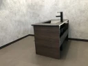 Тумба с раковиной Comforty Франкфурт 90 00-00002048 подвесная Дуб шоколадно-коричневый Черная матовая МДФ / ЛДСП