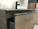 Тумба с раковиной Comforty Франкфурт 90 00-00002048 подвесная Дуб шоколадно-коричневый Черная матовая МДФ / ЛДСП