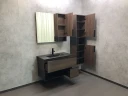 Тумба с раковиной Comforty Франкфурт 90 00-00002048 подвесная Дуб шоколадно-коричневый Черная матовая МДФ / ЛДСП