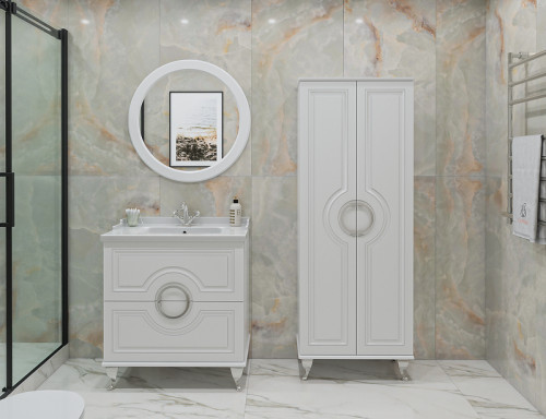 Зеркало Caprigo Valletta 80 35330-112.000.00.05 Белое матовое МДФ / ЛДСП, стекло