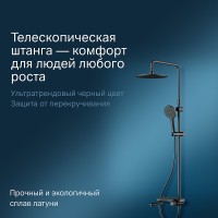 Душевая система AM.PM Like F0780722 Черная матовая нержавеющая сталь на стену