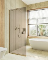 Душевая перегородка Maybah Glass MGD-702-3у 690x1950 в узком профиле Золото стекло бронзовое