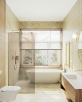 Душевая перегородка Maybah Glass MGD-702-3у 690x1950 в узком профиле Золото стекло бронзовое