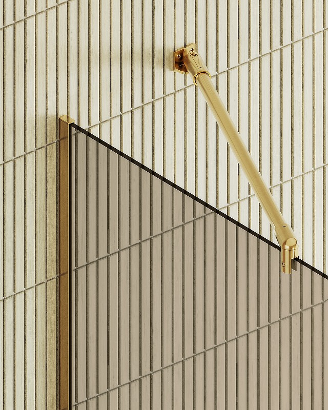 Душевая перегородка Maybah Glass MGD-702-3у 690x1950 в узком профиле Золото стекло бронзовое