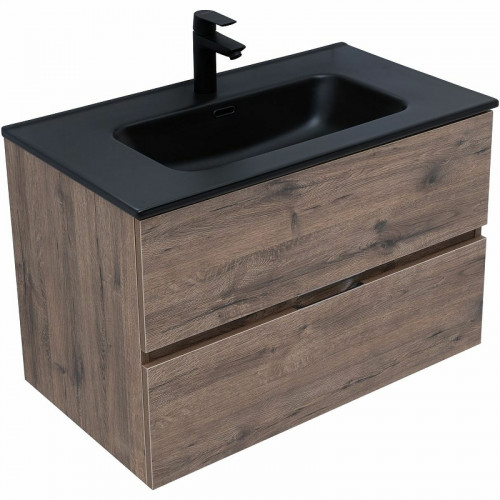 Тумба под раковину Aquanet Алвита New 80 334186 подвесная Дуб веллингтон табак МДФ / ЛДСП