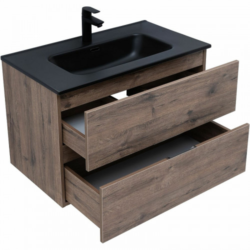 Тумба под раковину Aquanet Алвита New 80 334186 подвесная Дуб веллингтон табак МДФ / ЛДСП