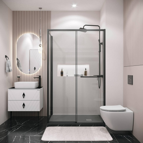 Душевая стенка Grossman Style 100 200.K33.05.100.21.00 профиль Черный матовый стекло прозрачное