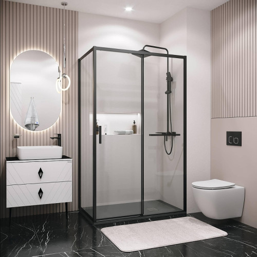 Душевая стенка Grossman Style 100 200.K33.05.100.21.00 профиль Черный матовый стекло прозрачное
