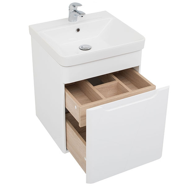 Тумба под раковину Aquanet София 50 201745 подвесная Белый глянец МДФ / ЛДСП