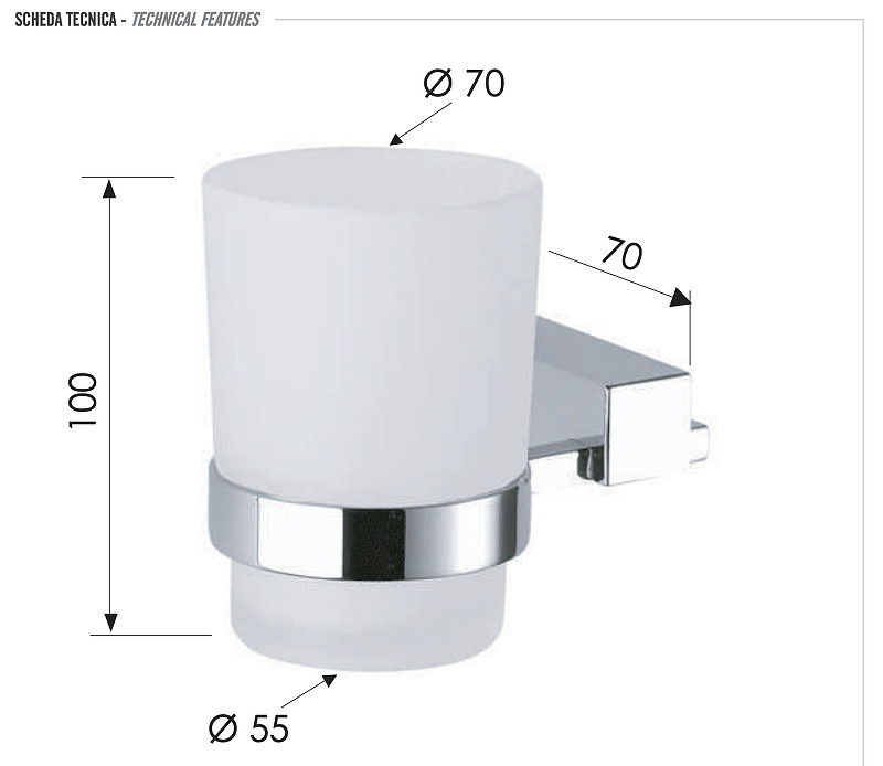 Стакан для зубных щеток Remer SQ SQ15CR цвет Хром