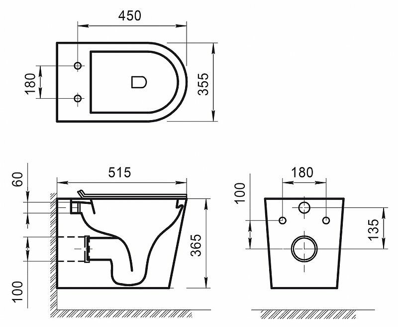 Унитаз BelBagno Flay-R BB053CHR подвесной без сиденья фаянс подвесной