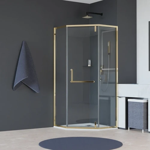 Душевой уголок RGW Hotel HO-084Gb 90x90 350608499-016 профиль Золото брашированное стекло прозрачное