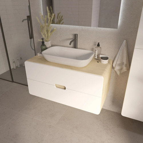 Тумба под раковину 1MarKa Vortex 80П Ц0000033023 подвесная цвет Орех лучистый солнечный Супермат айс