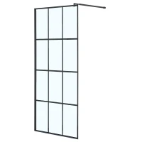 Душевая перегородка Loranto Walk-In 80 CS-W02B-80 профиль Черный матовый стекло прозрачное, лофт клетка
