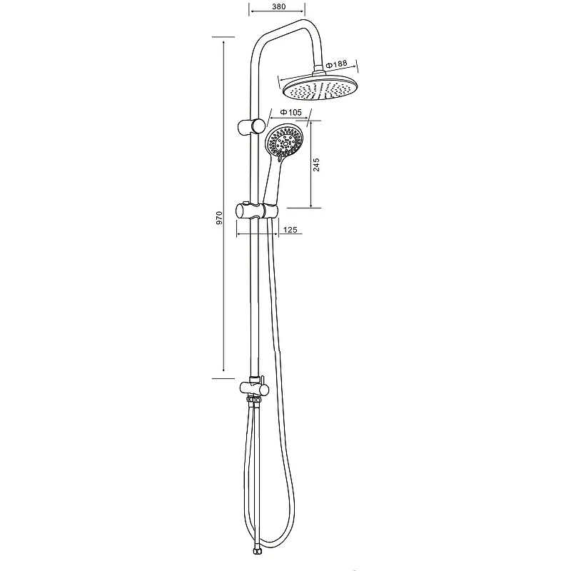 Душевая система Orange O-Shower OW01 Хром латунь на стену