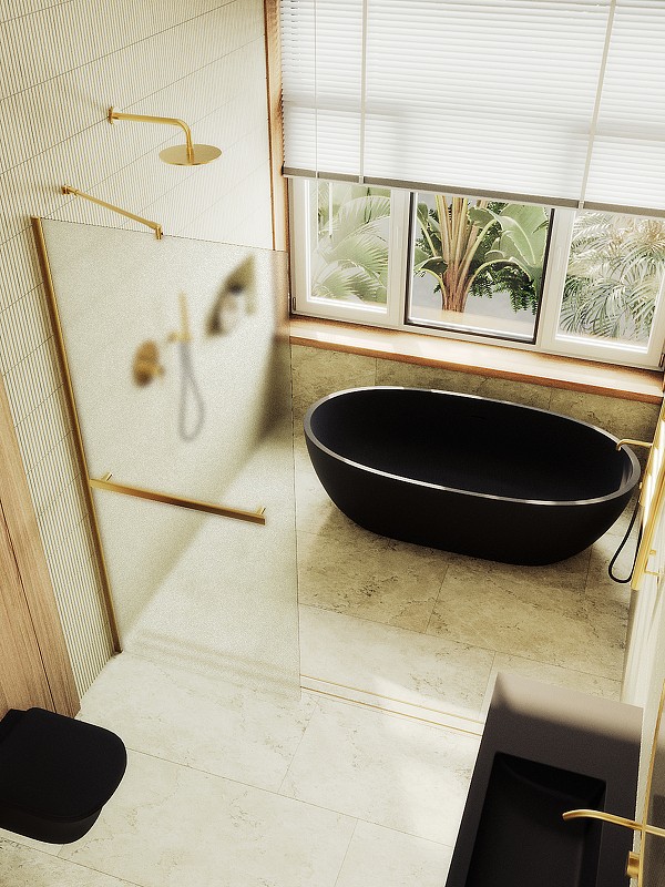 Душевая перегородка Maybah Glass MGD-731-3ш 790x1950 в широком профиле Золото стекло сатиновое