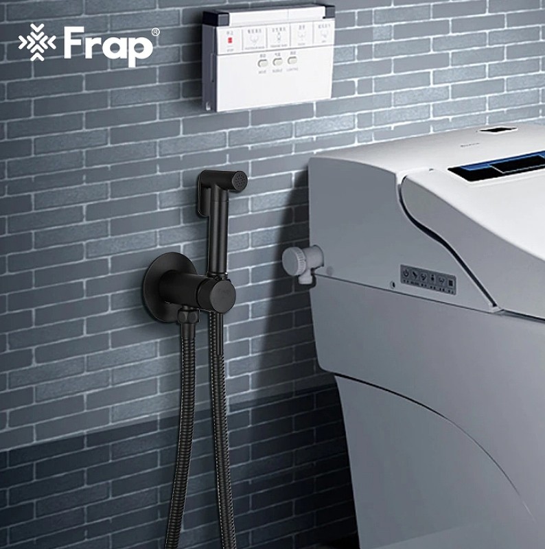 Гигиенический душ со смесителем Frap F7505-6 Черный матовый латунь встраиваемый