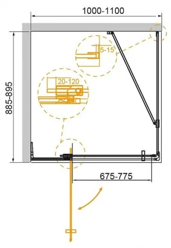 Душевой уголок Cezares Slider 110x90 SLIDER-AH-1-90-100/110-BR-BORO профиль цвет Брашированное золото стекло бронзовое