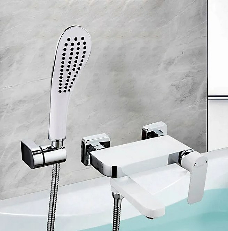 Смеситель для ванны Gappo G48 G3248 Белый Хром латунь на стену