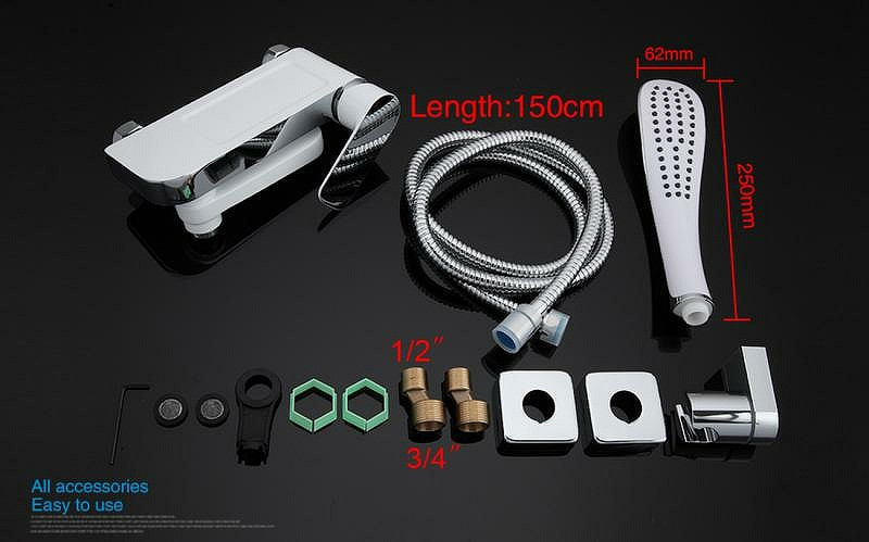 Смеситель для ванны Gappo G48 G3248 Белый Хром латунь на стену