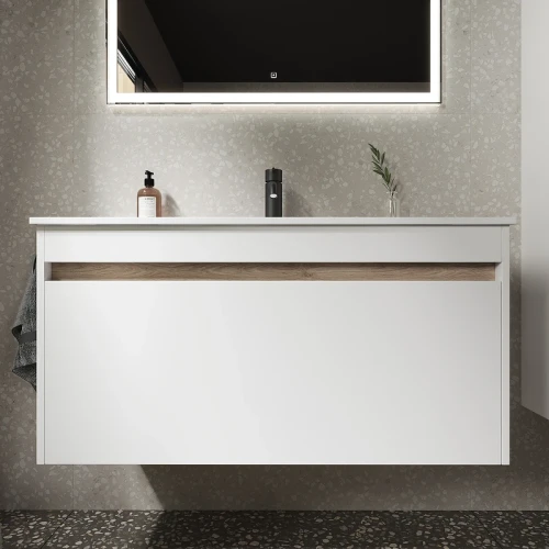 Тумба под раковину Sancos Smart 100 SM100W подвесная Белый глянец МДФ / ЛДСП