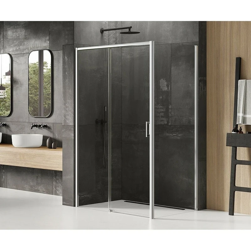 Душевой уголок New Trendy Prime Chrome 100х90 L D-0298A/D-0124B профиль Хром стекло прозрачное