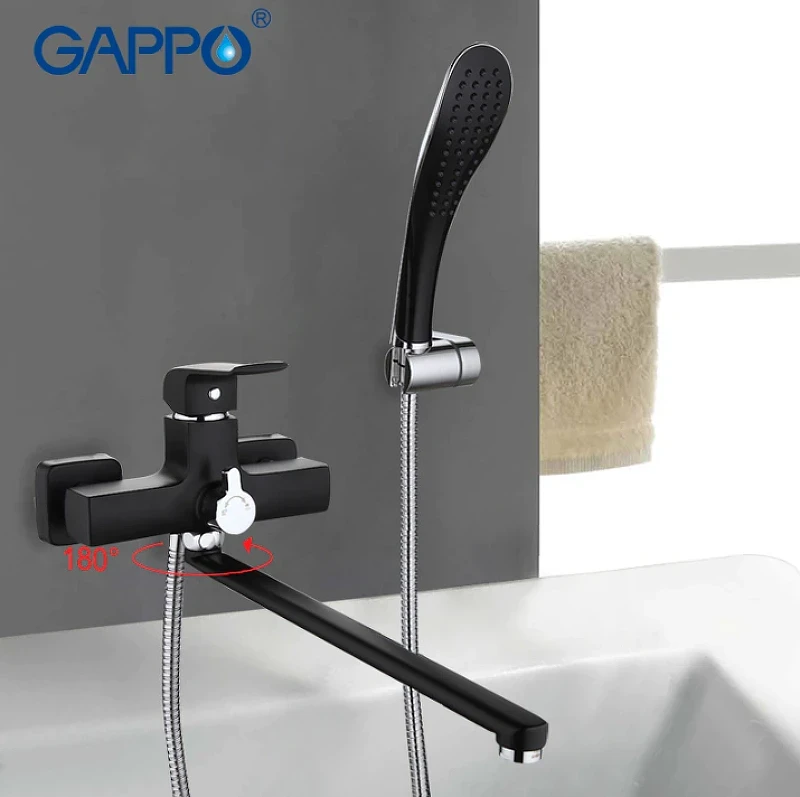 Смеситель для ванны Gappo G50 G2250 универсальный Черный матовый латунь на стену