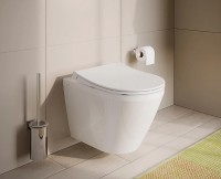 Комплект унитаза с инсталляцией Vitra Integra Round 9856B003-7205 с сиденьем Микролифт и клавишей смыва Хром глянцевый фарфор подвесной