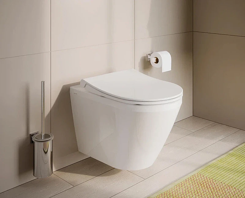 Комплект унитаза с инсталляцией Vitra Integra Round 9856B003-7205 с сиденьем Микролифт и клавишей смыва Хром глянцевый фарфор подвесной