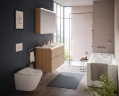 Комплект унитаза с инсталляцией Vitra Integra Round 9856B003-7205 с сиденьем Микролифт и клавишей смыва Хром глянцевый фарфор подвесной