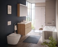 Комплект унитаза с инсталляцией Vitra Integra Round 9856B003-7205 с сиденьем Микролифт и клавишей смыва Хром глянцевый фарфор подвесной