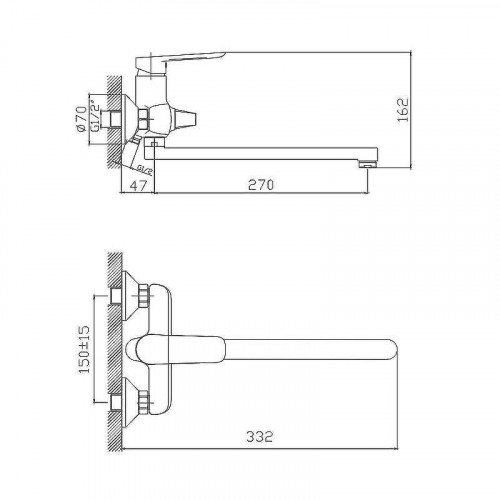 Смеситель для ванны Cron CN22521 Хром