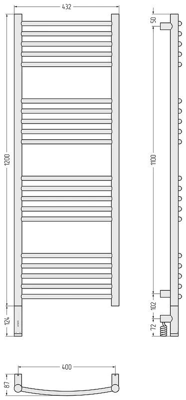 Электрический полотенцесушитель Сунержа Богема 3.1 выгнутая 120x40 30-6002-1240 цвет Матовый белый