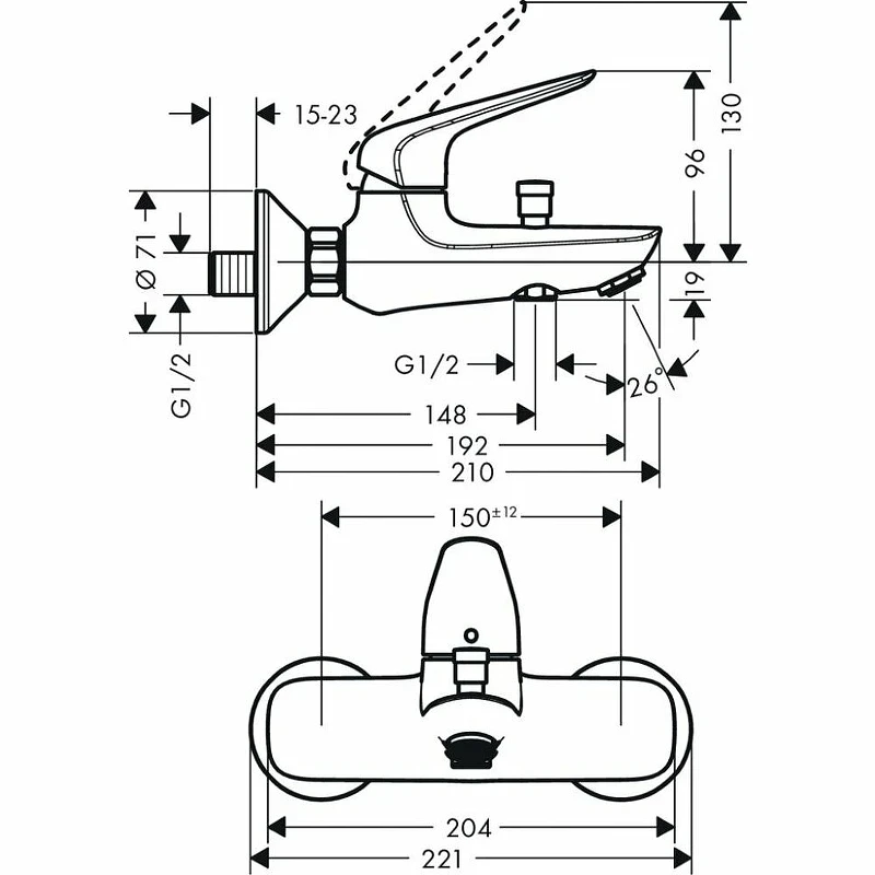 Смеситель для ванны Hansgrohe Novus 71040000 Хром