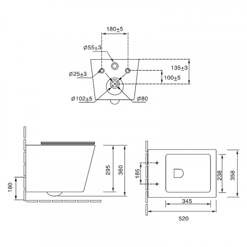 Унитаз SantiLine SL-5007P подвесной Персиковый матовый с сиденьем Микролифт фаянс подвесной