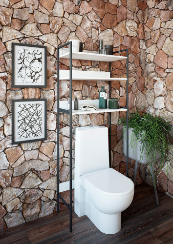 Стеллаж Sanflor 64 82613186 над сантехникой Черный муар Белый муар МДФ / ЛДСП