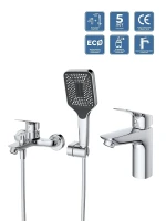 Комплект смесителей BelBagno Техно (Due) DUE-VASM/LVM-CRM цвет Хром